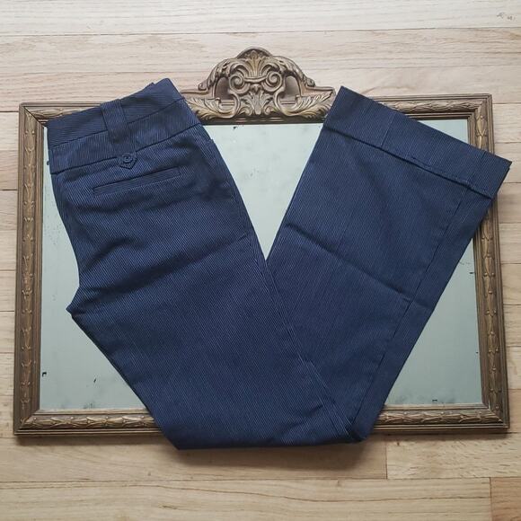 Charlotte Russe Junior's Pin Stripe Trousers Size 0 Dark Academia Navy Blue - Picture 1 of 8